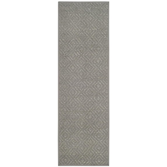 SAFAVIEH Natural Fiber Cinaed Geometric Sisal Runner Rug, Light Grey/Grey, 2'6" x 8'