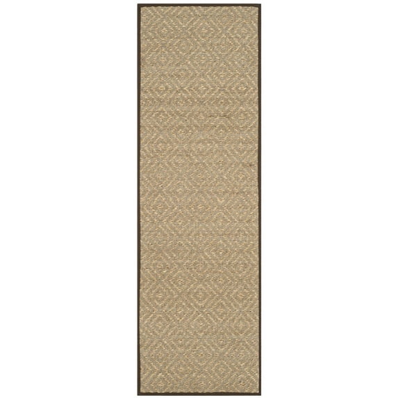 SAFAVIEH Natural Fiber Cinaed Geometric Sisal Runner Rug, Natural/Brown, 2'6" x 8'
