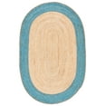 thumbnail image 1 of SAFAVIEH Natural Fiber Cirino Bordered Area Rug, Natural/Blue, 4' x 6' Oval, 1 of 8
