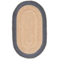 thumbnail image 1 of SAFAVIEH Natural Fiber Cirino Bordered Area Rug, Natural/Dark Grey, 6' x 9' Oval, 1 of 8