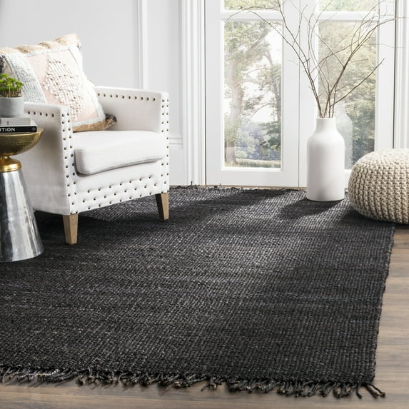 SAFAVIEH Natural Fiber Clara Braided Jute Area Rug, Black, 4' x 6'