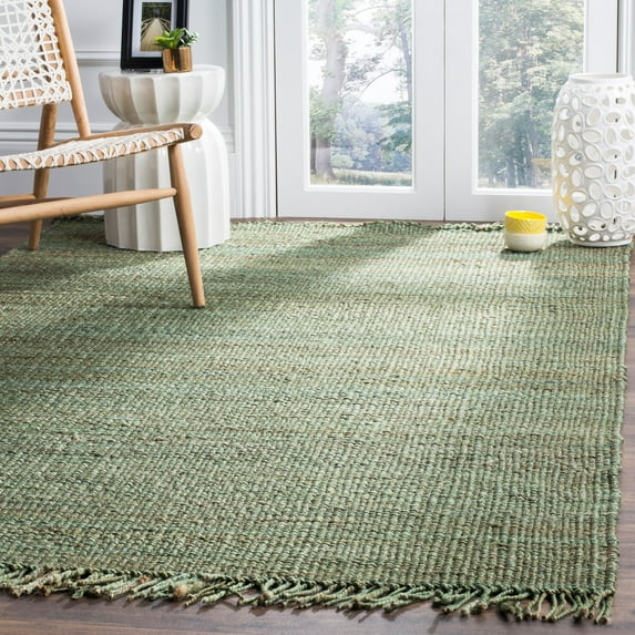 SAFAVIEH Natural Fiber Clara Braided Jute Area Rug, Green, 6' x 6' Square