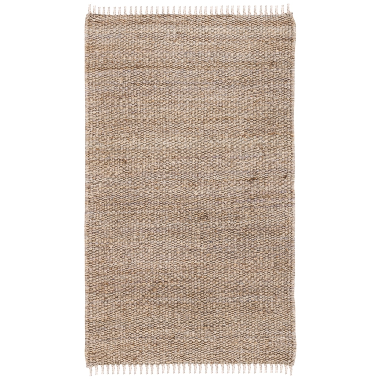 Handwoven Gray Jute 3' x 5' Area Rug with Fringe
