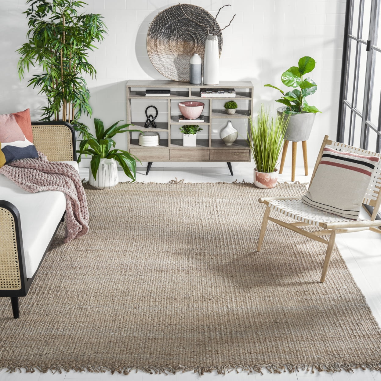 SAFAVIEH Natural Fiber Clara Braided Jute Area Rug, Grey, 8' x 10'