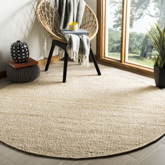SAFAVIEH Natural Fiber Clara Braided Jute Area Rug, Ivory, 6' x 6' Round
