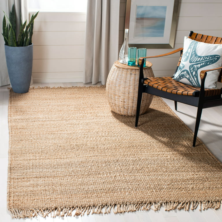 100% Jute Area Rug 9 x 12 Feet- Rectangle Natural Fibers- Braided Design  Hand Woven Natural Carpet - Home Decor for Living Room Hallways Bedroom