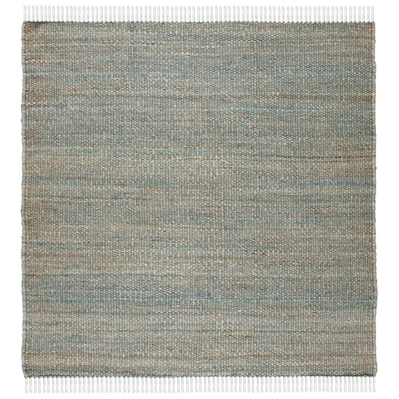 SAFAVIEH Natural Fiber Clara Solid Area Rug, Blue, 4' x 4' Square