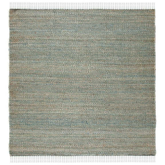 SAFAVIEH Natural Fiber Clara Solid Area Rug, Blue, 8' x 8' Square