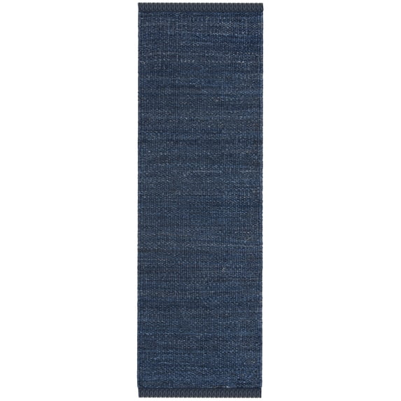 SAFAVIEH Natural Fiber Clara Solid Runner Rug, Navy, 2'3" x 14'