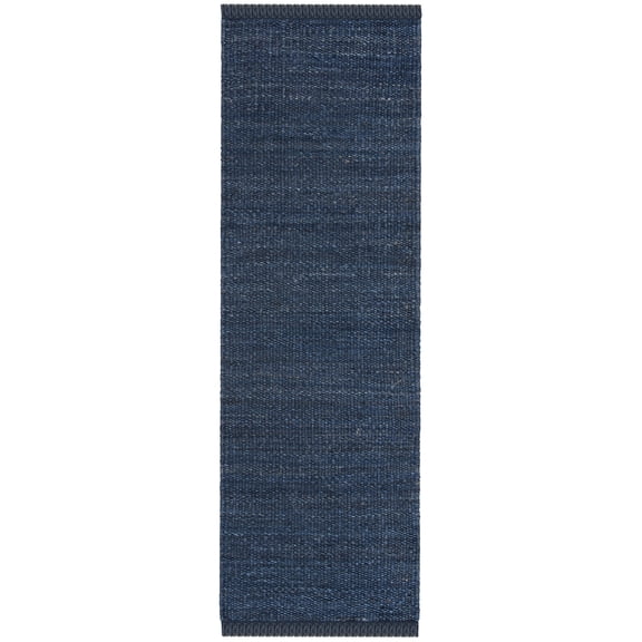 SAFAVIEH Natural Fiber Clara Solid Runner Rug, Navy, 2'3" x 14'