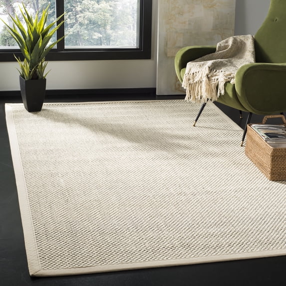 SAFAVIEH Natural Fiber Clarissa Solid Sisal Area Rug, Black/Ivory, 4' x 6'