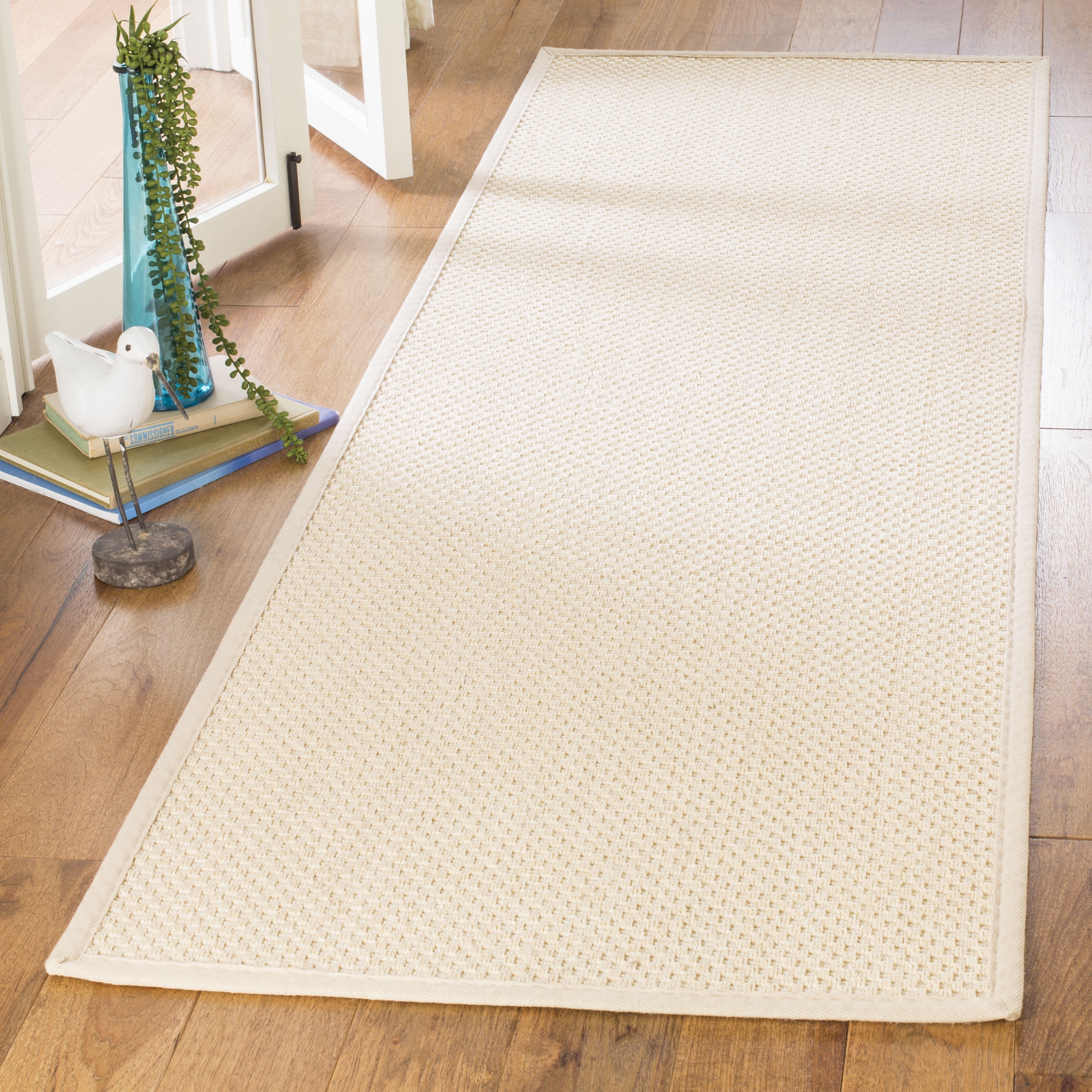 Coastal Softness Hand-Knotted Cotton Runner Rug in Off-White