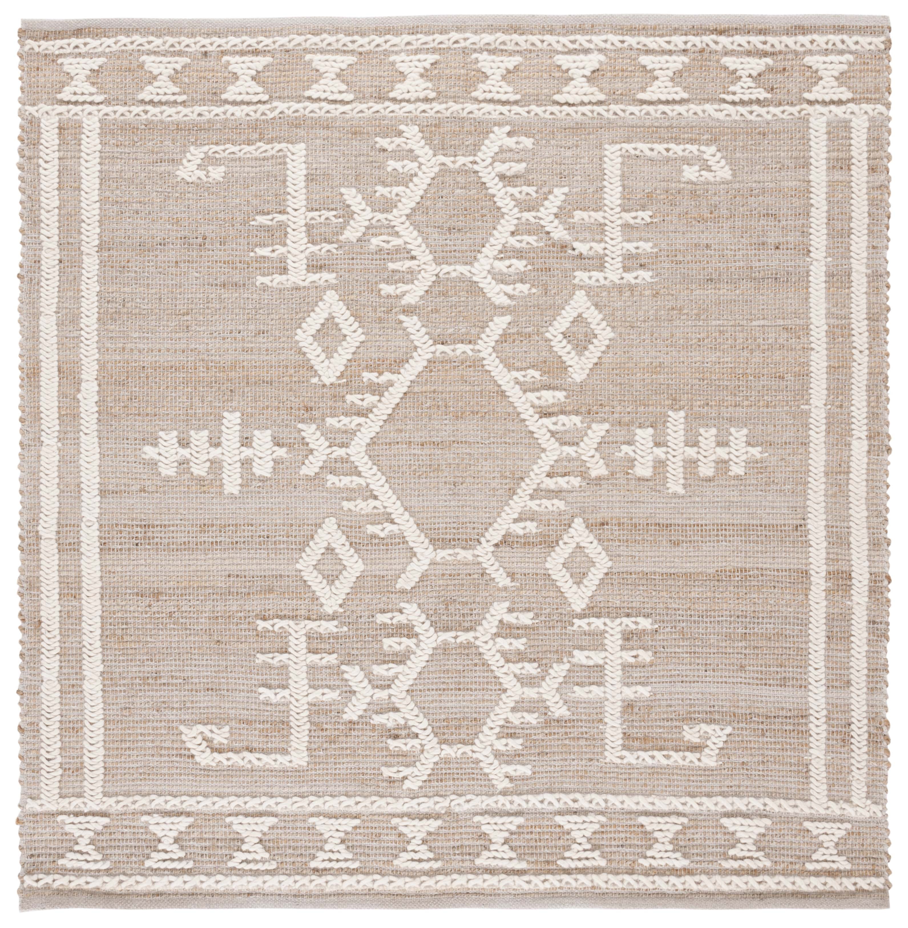 SAFAVIEH Natural Fiber Cleto Geometric Area Rug, Natural/Ivory, 6' x 6' Square