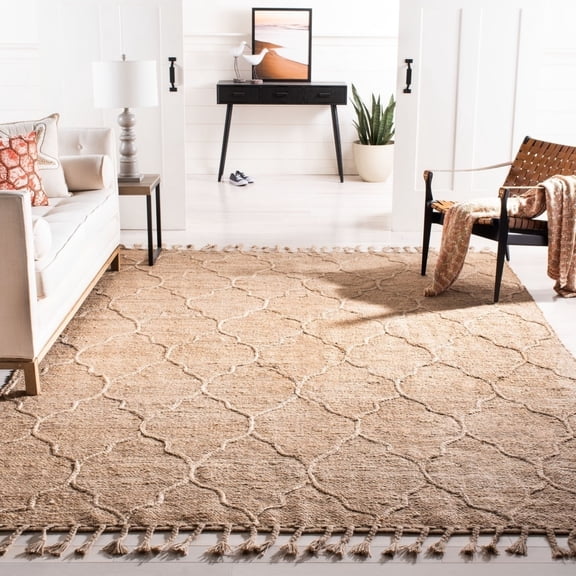 SAFAVIEH Natural Fiber Cohen Geometric Jute Area Rug, Natural, 6' x 6' Square