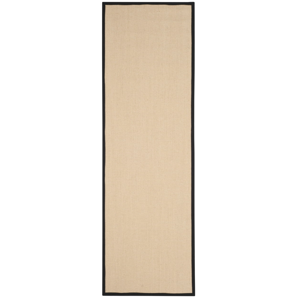 Beige and Black Hand-Knotted Sisal Runner Rug