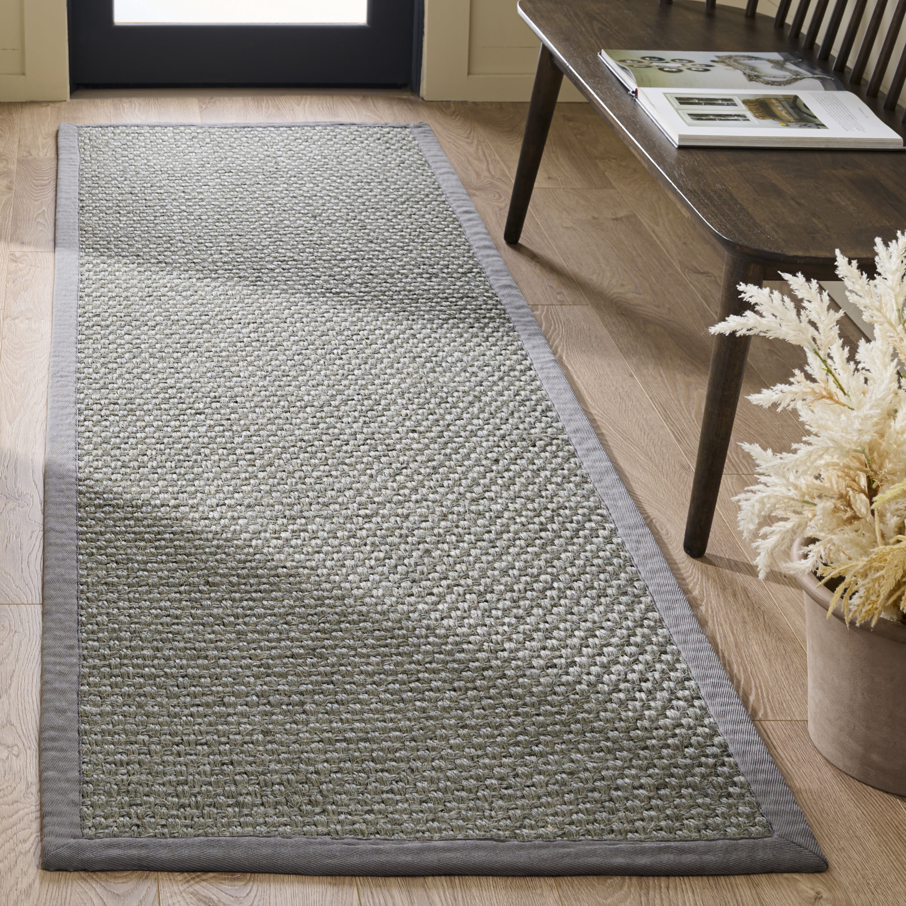 Safavieh Natural Fiber Tarah Bordered Runner Rug, Silver/Gray, 2'6" x 8'