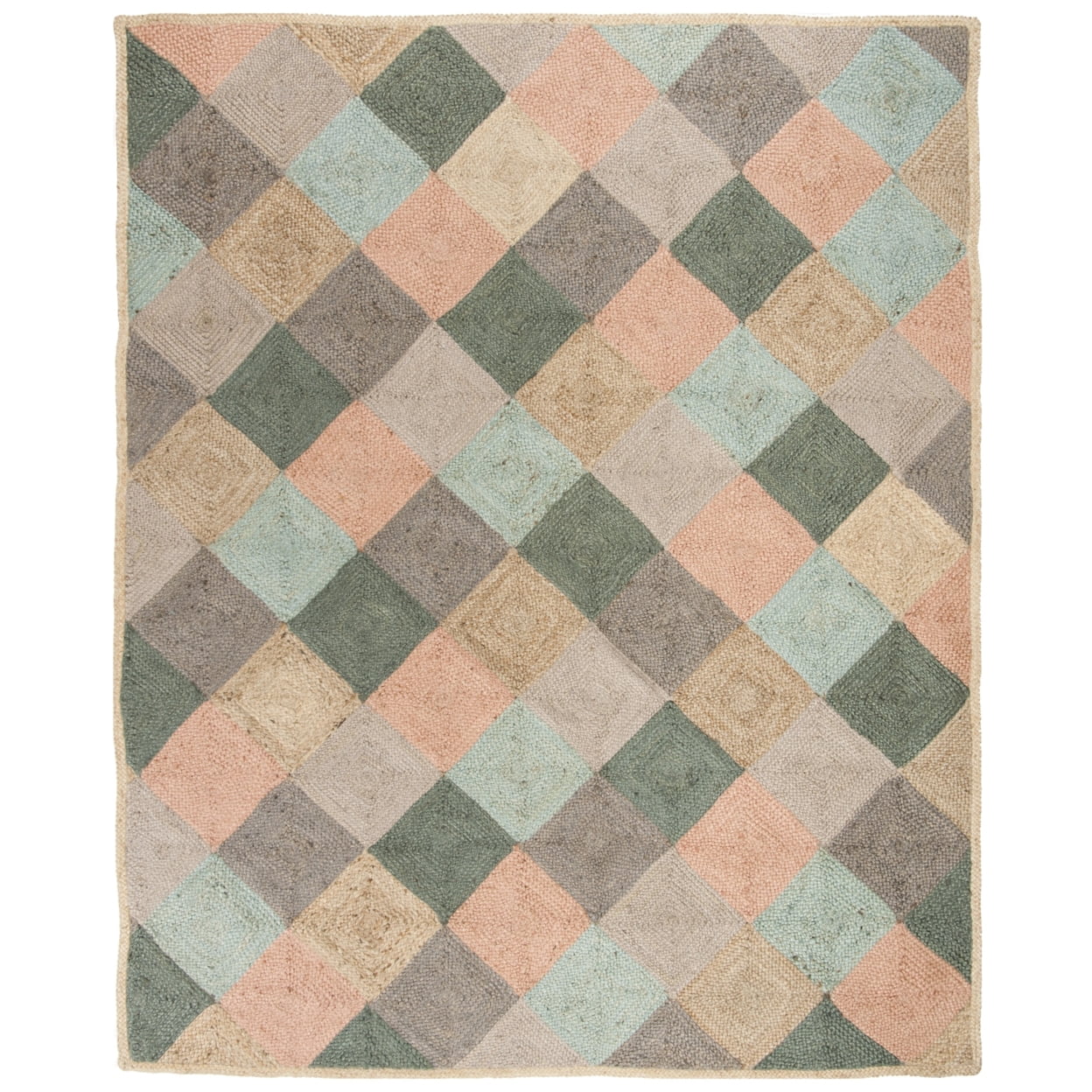 Handmade Geometric Multicolor Jute Area Rug