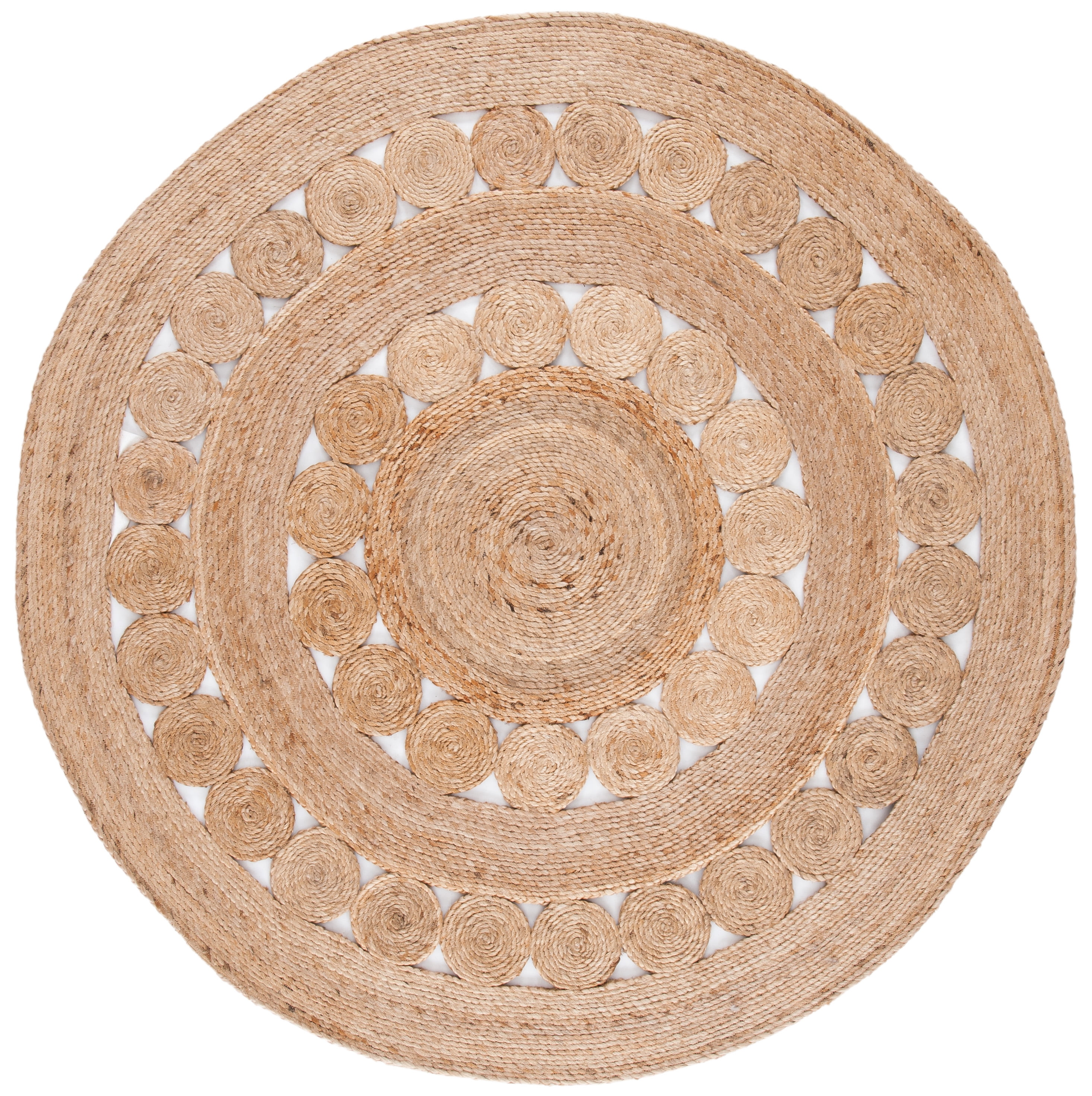 SAFAVIEH Natural Fiber Comhgham Geometric Area Rug, Natural, 10' x 10' Round