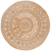 SAFAVIEH Natural Fiber Comhgham Geometric Area Rug, Natural, 5' x 5' Round