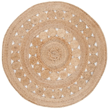 SAFAVIEH Natural Fiber Comhgham Geometric Area Rug, Natural, 5' x 5' Round