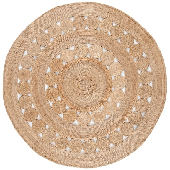 SAFAVIEH Natural Fiber Comhgham Geometric Area Rug, Natural, 6' x 6' Round