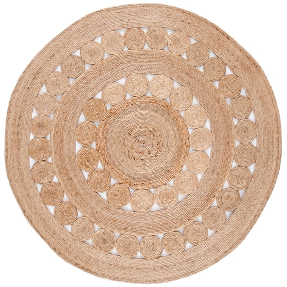 SAFAVIEH Natural Fiber Comhgham Geometric Area Rug, Natural, 9' x 9' Round