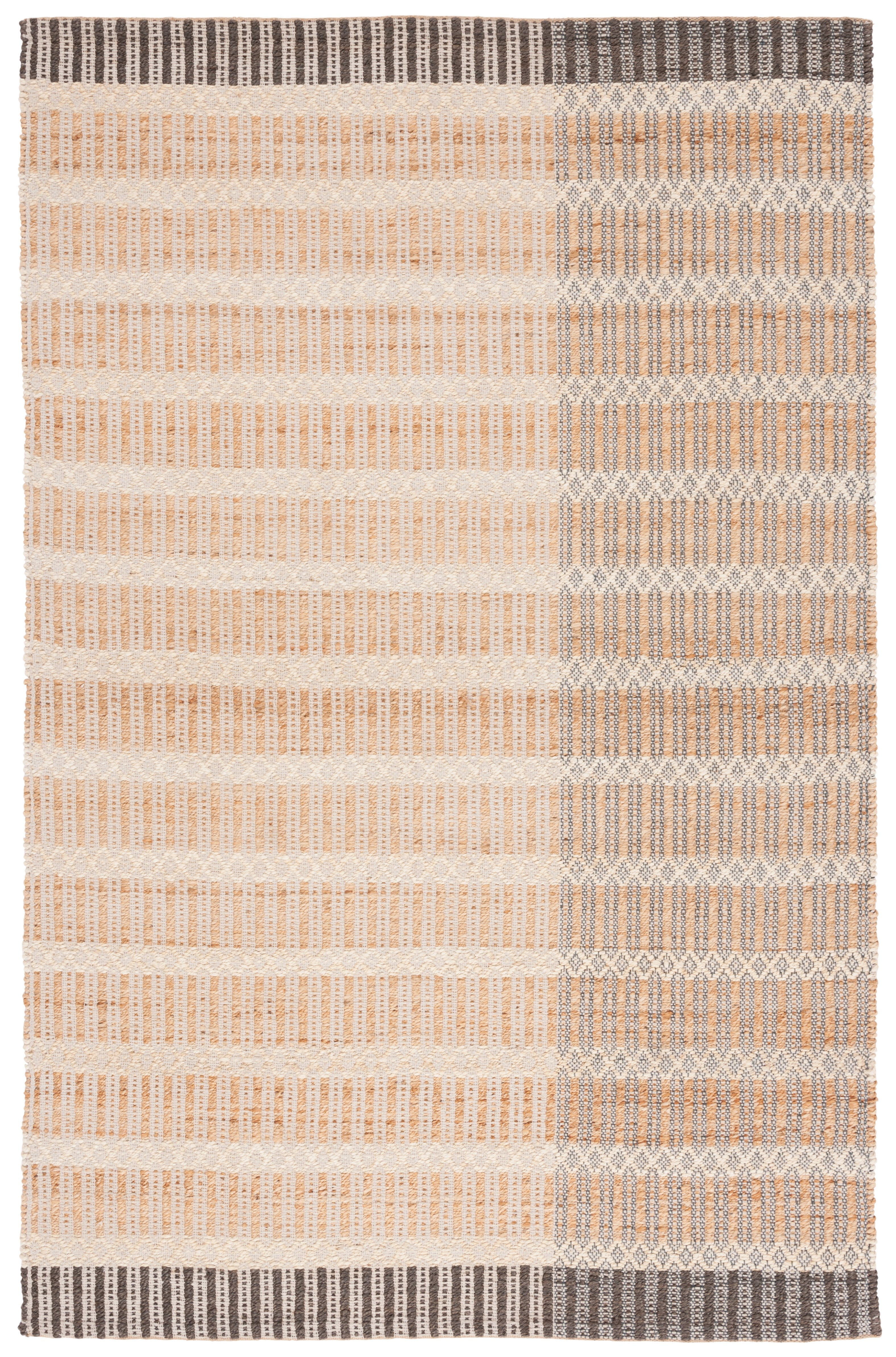 SAFAVIEH Natural Fiber Connor Striped Area Rug, Natural/Charcoal, 4' x 6'