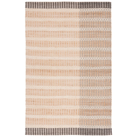 SAFAVIEH Natural Fiber Connor Striped Area Rug, Natural/Charcoal, 4' x 6'