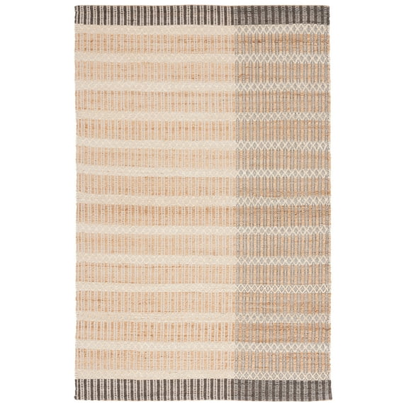 SAFAVIEH Natural Fiber Connor Striped Area Rug, Natural/Charcoal, 8' x 10'