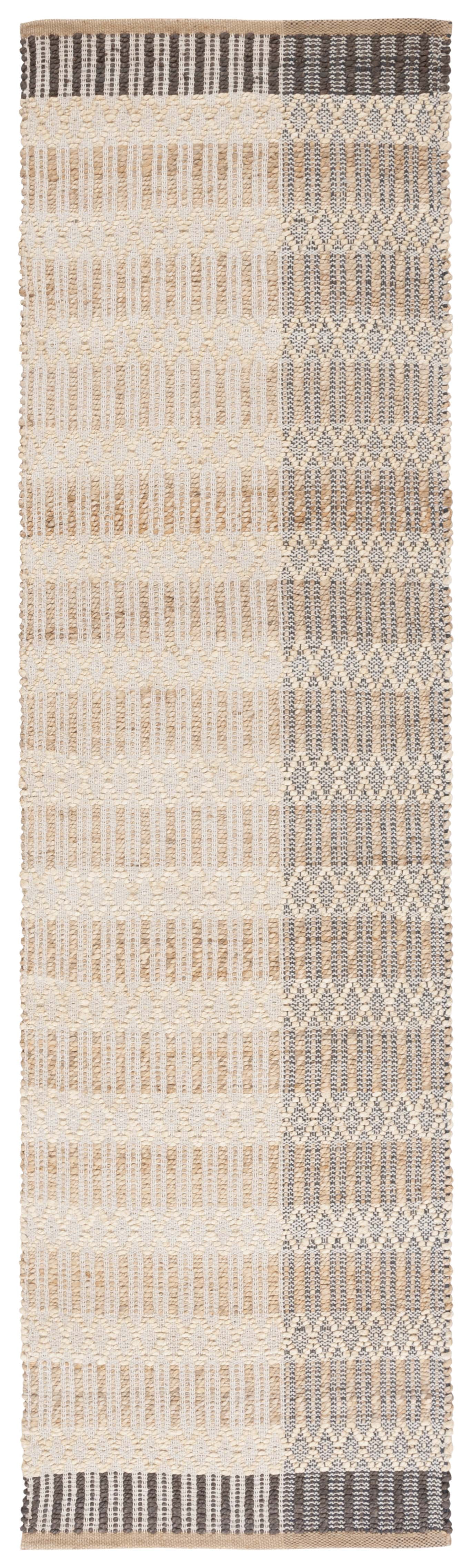 SAFAVIEH Natural Fiber Connor Striped Runner Rug, Natural/Charcoal, 2'3" x 8'