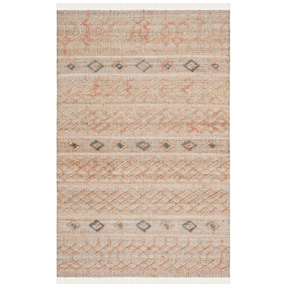 SAFAVIEH Natural Fiber Courtney Geometric Area Rug, Natural/Rust, 8' x 10'
