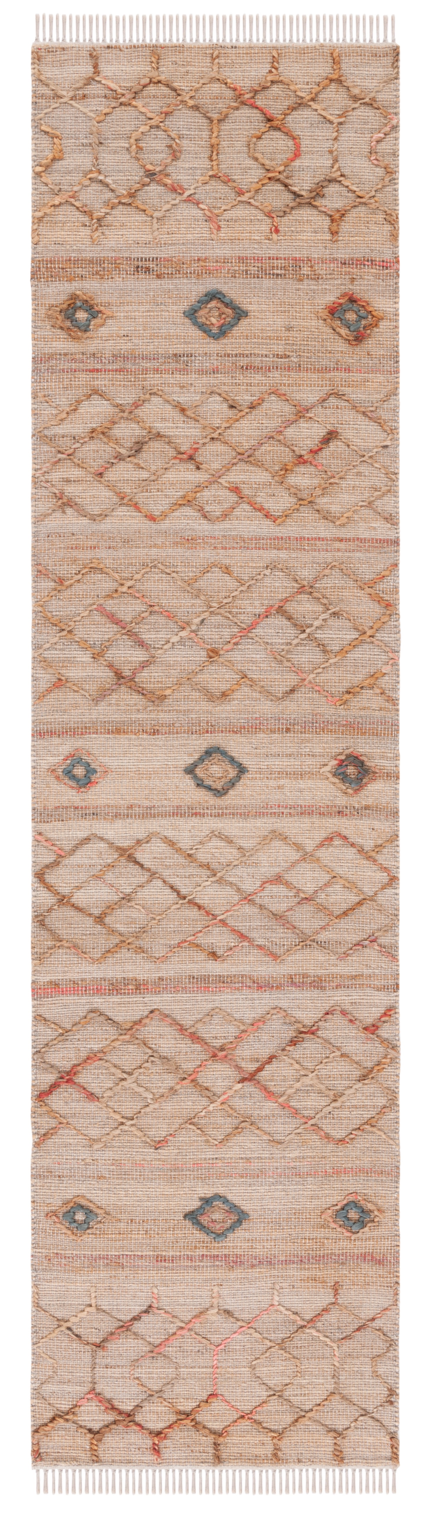 SAFAVIEH Natural Fiber Courtney Geometric Runner Rug, Natural/Rust, 2'3 ...