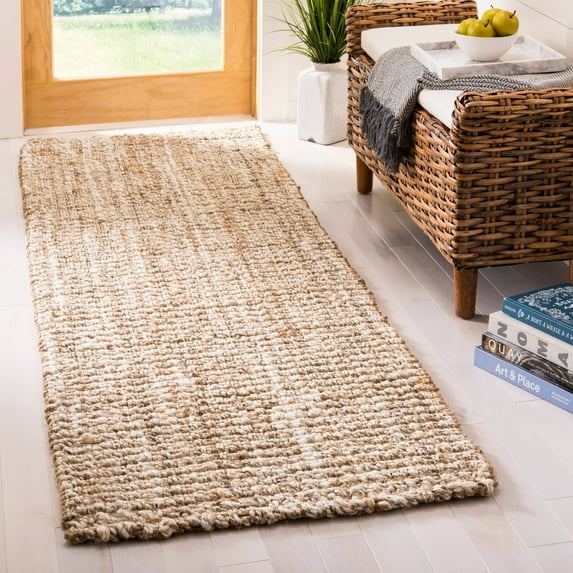 SAFAVIEH Natural Fiber Crispin Braided Jute Runner Rug, Natural, 2'6" x 14'