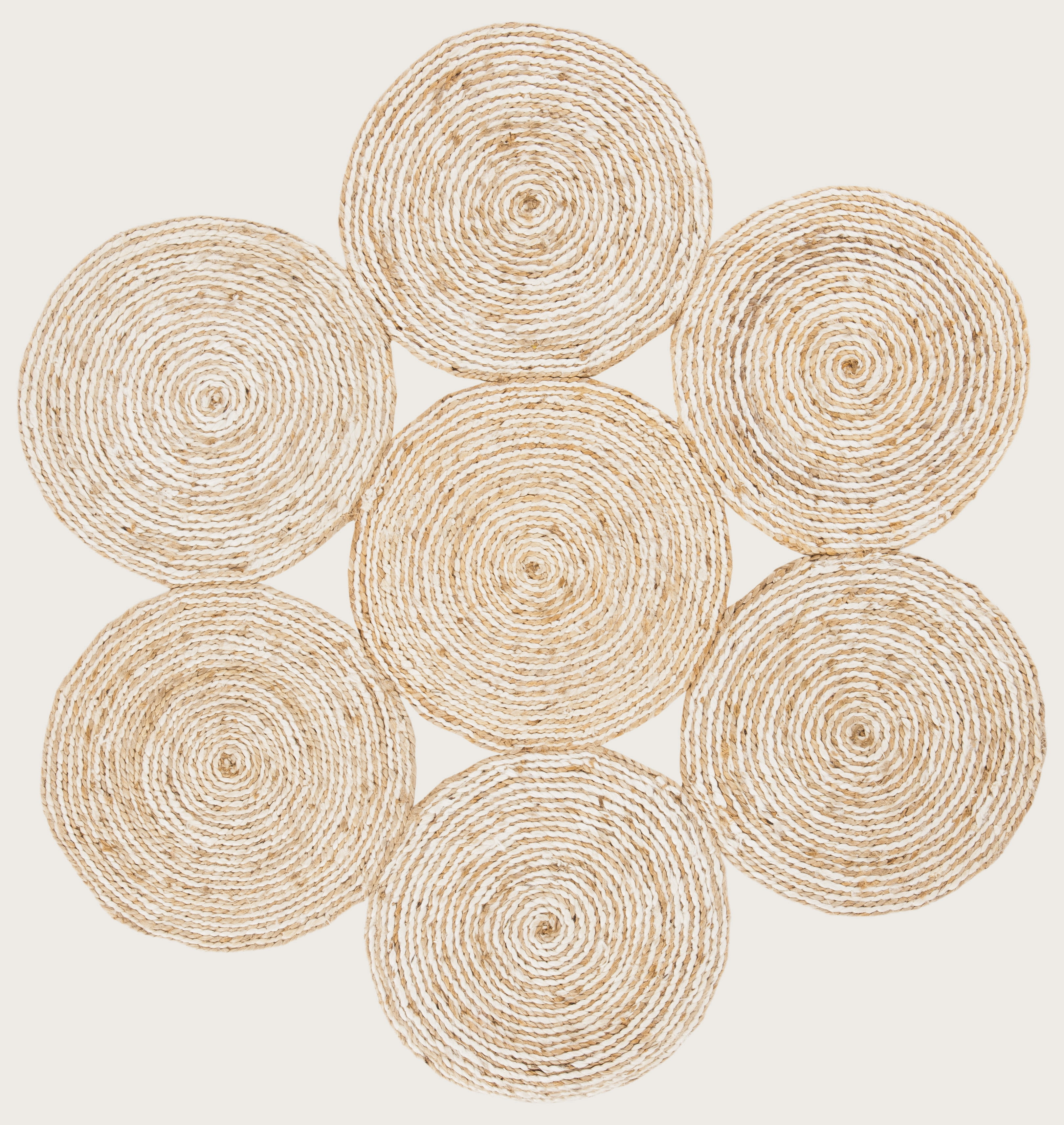 SAFAVIEH Natural Fiber Dacre Geometric Area Rug, Ivory/Natural, 4' x 4' Round