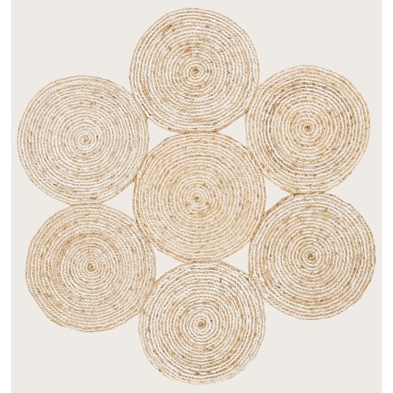 SAFAVIEH Natural Fiber Dacre Geometric Area Rug, Ivory/Natural, 5' x 5' Round