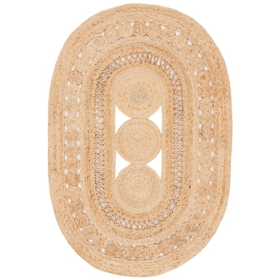 SAFAVIEH Natural Fiber Danica Geometric Area Rug, Natural, 3' x 5' Oval