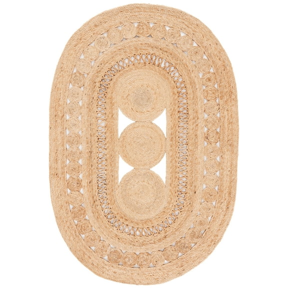 SAFAVIEH Natural Fiber Danica Geometric Area Rug, Natural, 4' x 6' Oval