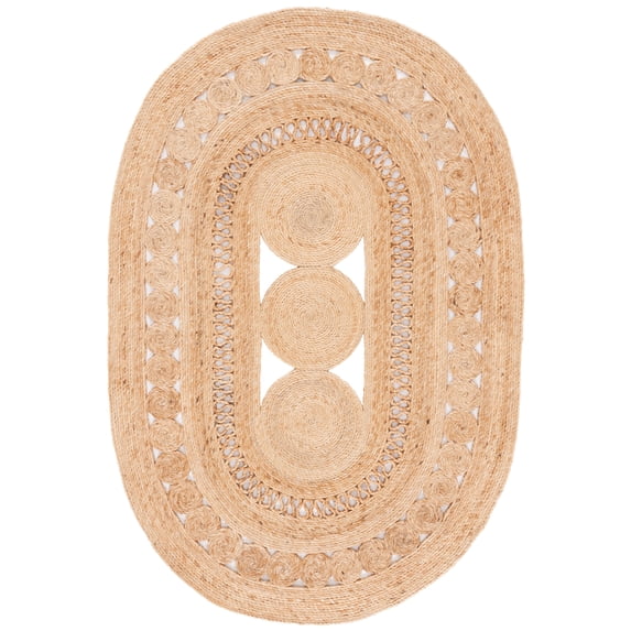 SAFAVIEH Natural Fiber Danica Geometric Area Rug, Natural, 4' x 6' Oval