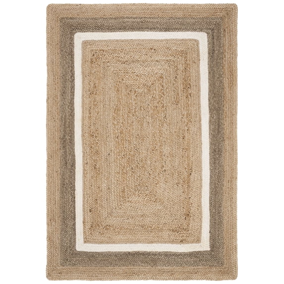 SAFAVIEH Natural Fiber Darrin Geometric Area Rug, Natural/Grey/Ivory, 2'6" x 4'