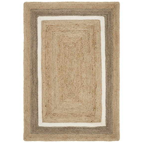 SAFAVIEH Natural Fiber Darrin Geometric Area Rug, Natural/Grey/Ivory, 2' x 3'