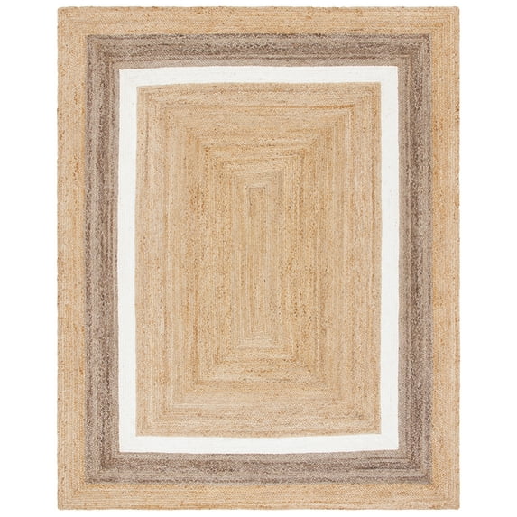 SAFAVIEH Natural Fiber Darrin Geometric Area Rug, Natural/Grey/Ivory, 9' x 12'