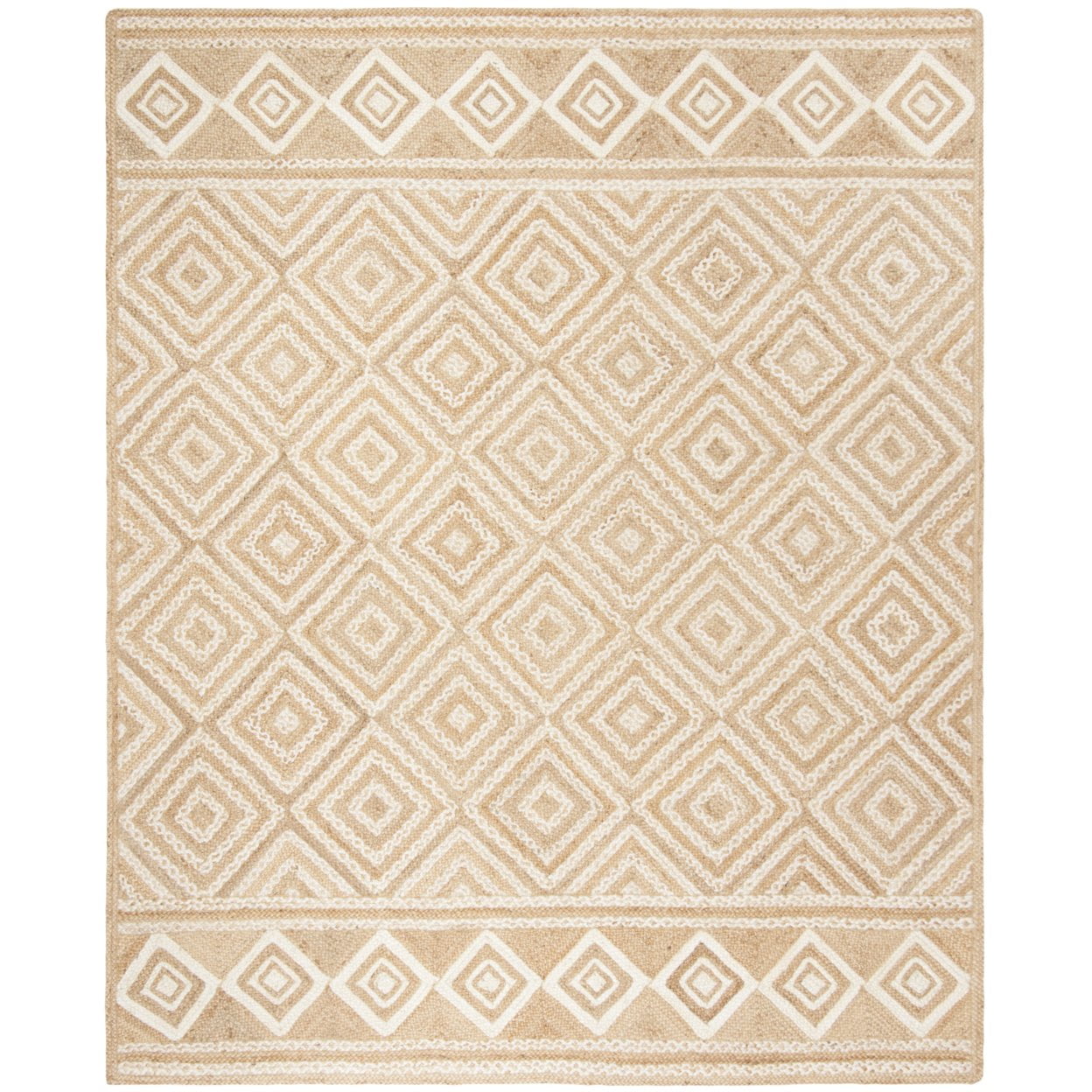 Ivory Hand-Knotted 9' x 12' Natural Fiber Rectangular Rug