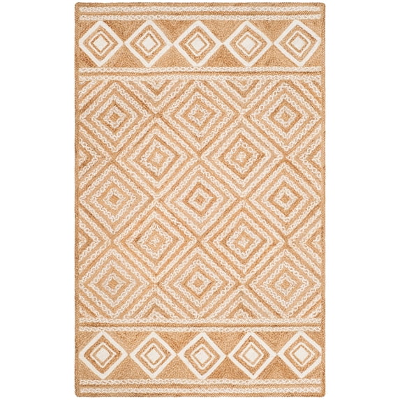 SAFAVIEH Natural Fiber Davina Geometric Braided Jute Area Rug, Natural/Ivory, 3' x 5'