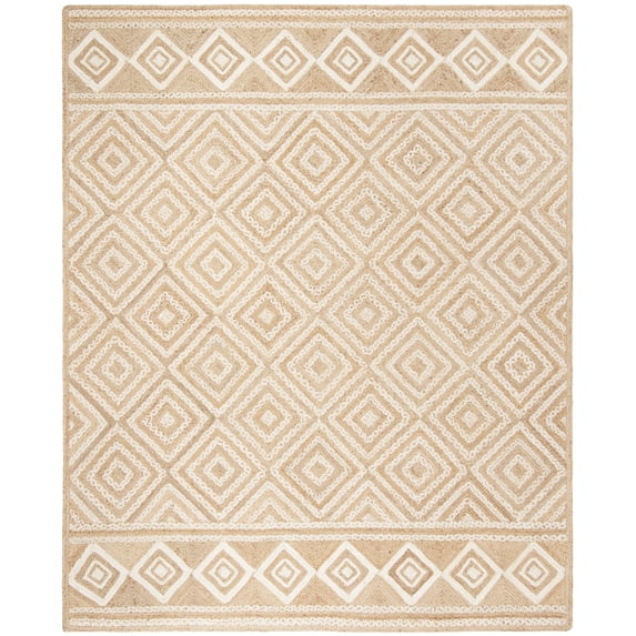 SAFAVIEH Natural Fiber Davina Geometric Braided Jute Area Rug, Natural/Ivory, 8' x 10'
