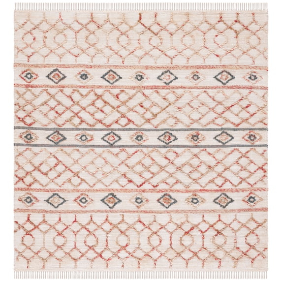 SAFAVIEH Natural Fiber Deemer Geometric Area Rug, Natural/Ivory, 6' x 6' Square