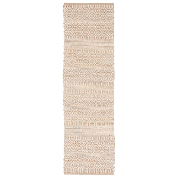 SAFAVIEH Natural Fiber Delice Geometric Runner Rug, Natural/Ivory, 2'3" x 8'