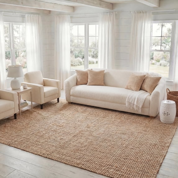 Safavieh Natural Fiber Delmar Solid Area Rug, Natural, 5' x 5' Square
