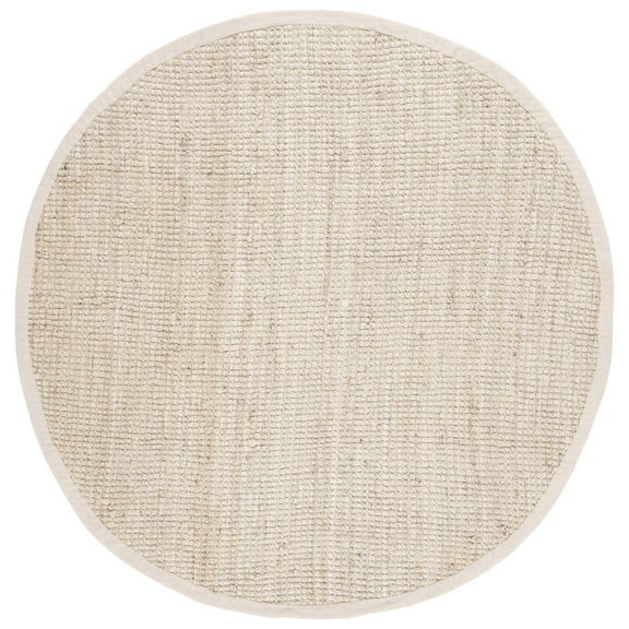 SAFAVIEH Natural Fiber Delmar Solid Area Rug, Bleach/Ivory, 7' x 7' Round