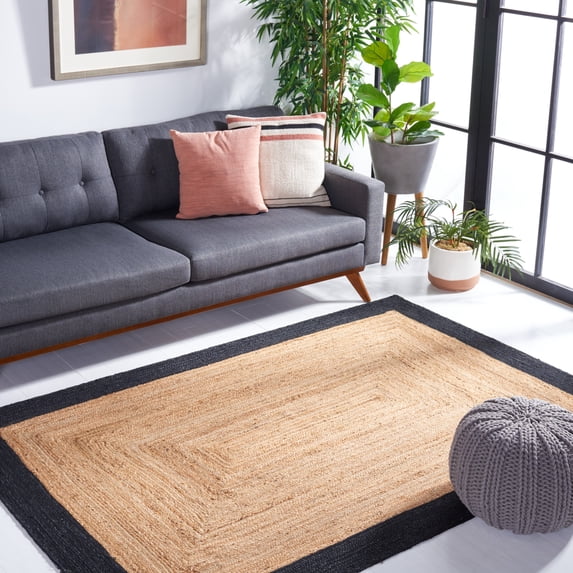 SAFAVIEH Natural Fiber Delroy Bordered Area Rug, Natural/Black, 3' x 5'