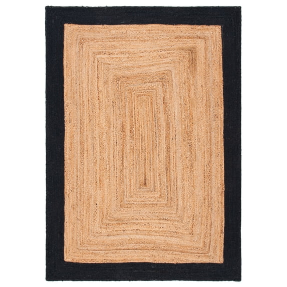SAFAVIEH Natural Fiber Delroy Bordered Area Rug, Natural/Black, 5' x 8'